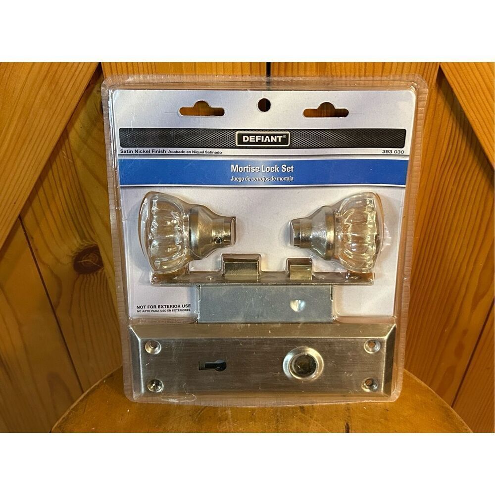 Defiant 2 in. Satin Nickel Victorian Glass Knob Mortise Set NEW (8150)